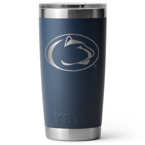 Yeti Rambler 20oz navy tumbler with Penn State Athletic Logo